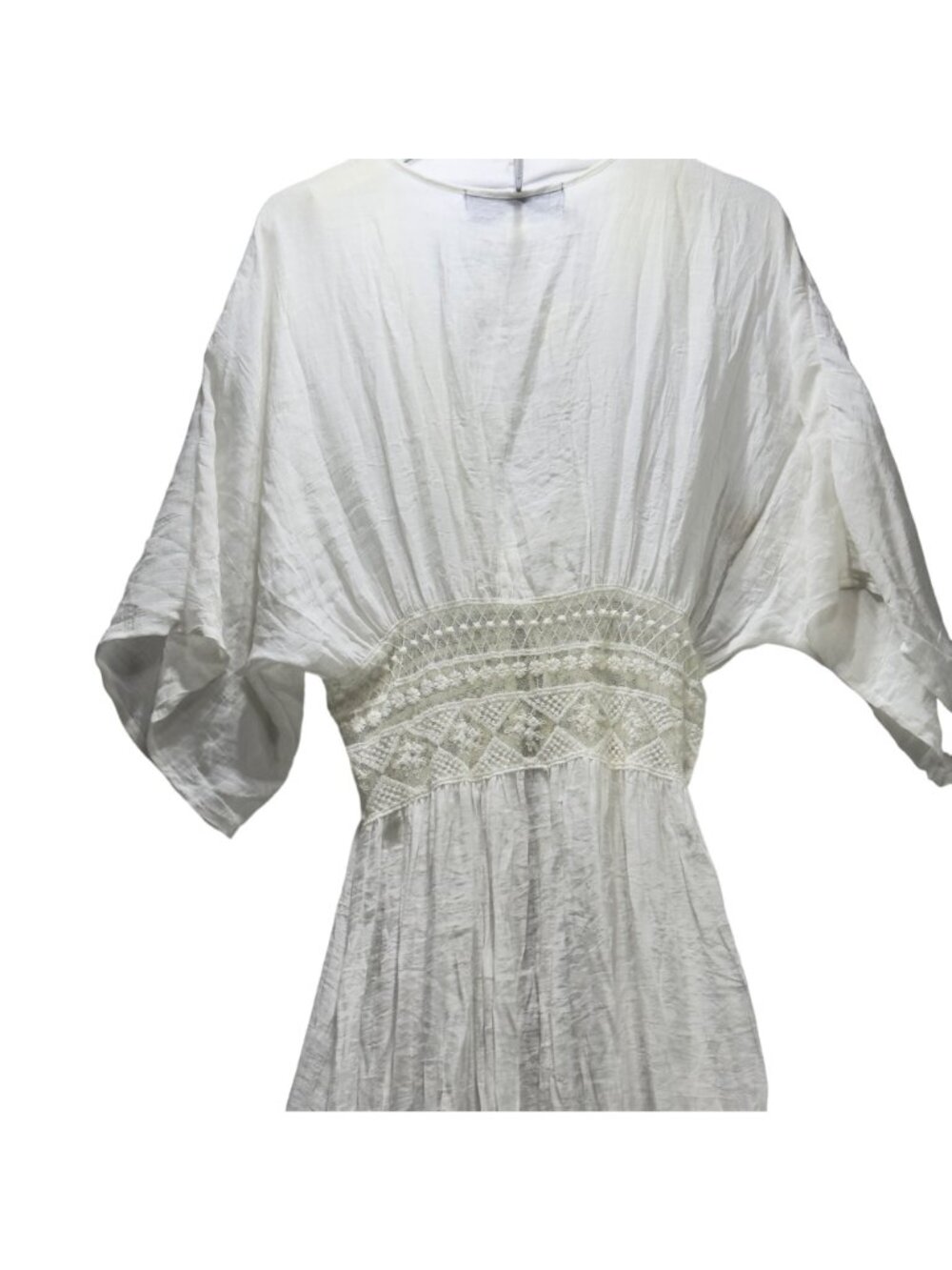 Blue Rain White Crochet Maxi Kimono Cardigan XS Francescas - Picture 7 of 11
